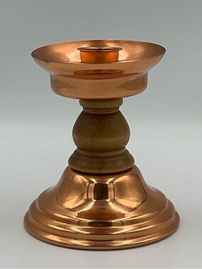 Vintage Coppercraft Guild Cooper & Wood Candle Holder